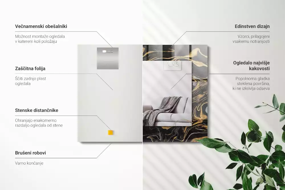 Rechteckiger dekorativer spiegel Abstraktes Marmormuster