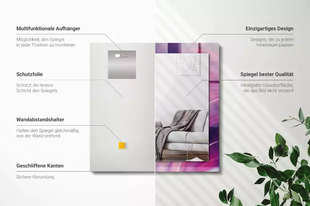 Rechteckiger spiegel Abstrakte bunte Wellen