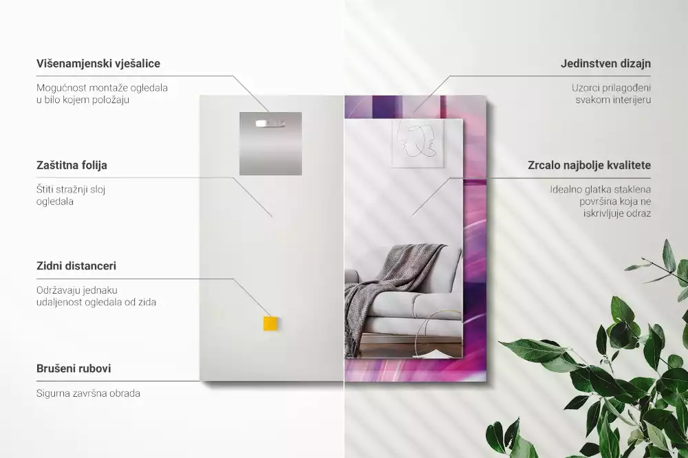 Rechteckiger spiegel Abstrakte bunte Wellen