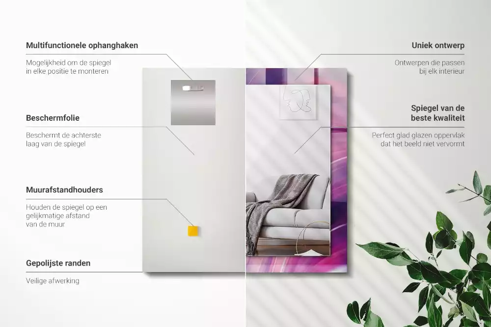 Rechteckiger spiegel Abstrakte bunte Wellen