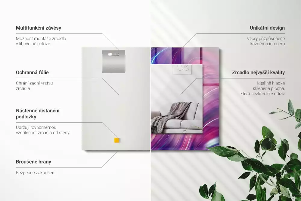 Rechteckiger spiegel Abstrakte bunte Wellen