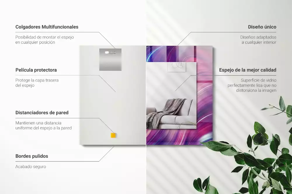 Rechteckiger spiegel Abstrakte bunte Wellen