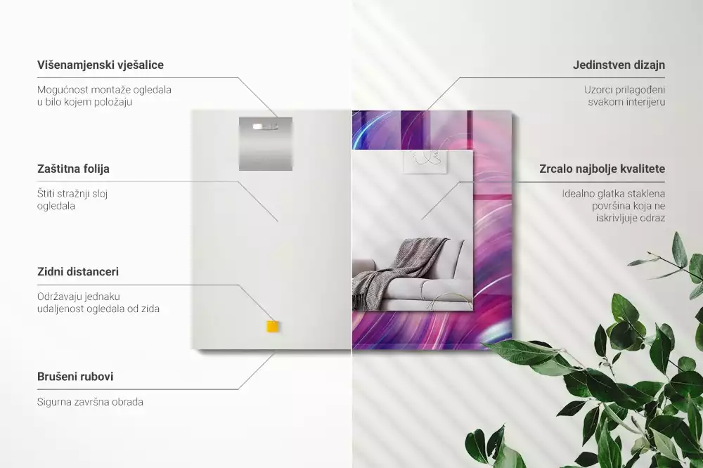 Rechteckiger spiegel Abstrakte bunte Wellen