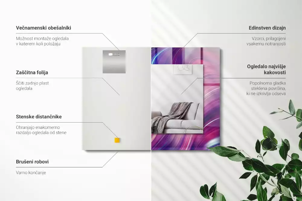 Rechteckiger spiegel Abstrakte bunte Wellen