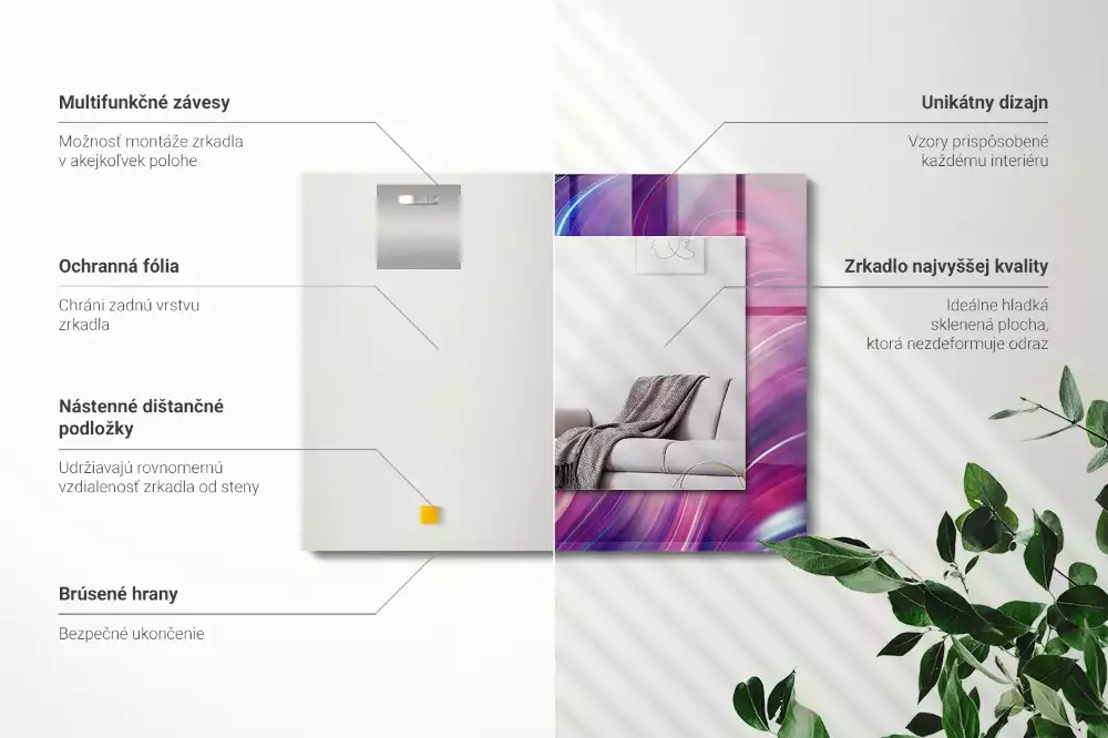 Rechteckiger spiegel Abstrakte bunte Wellen