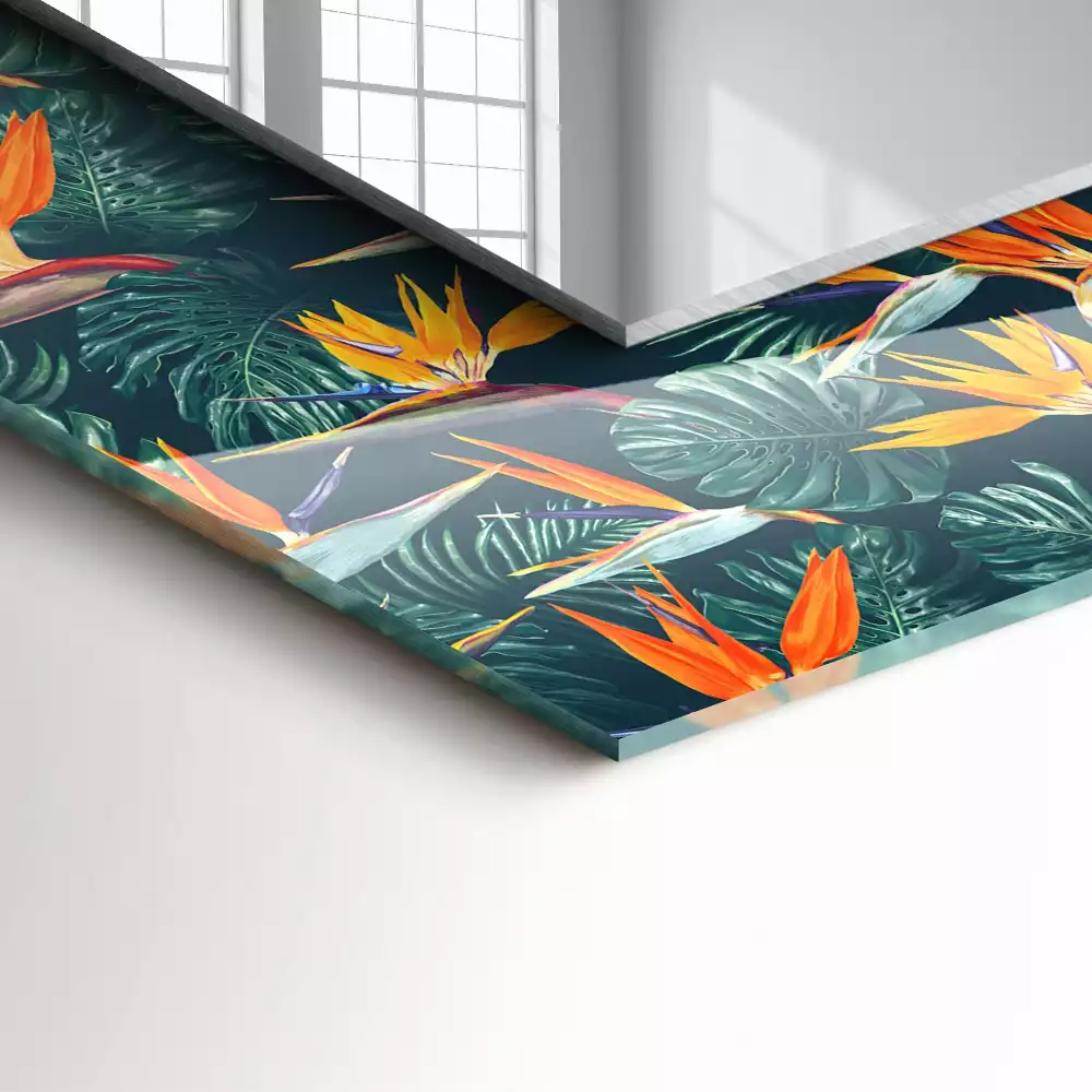 Rechteckiger dekorativer spiegel Blumen und Blätter