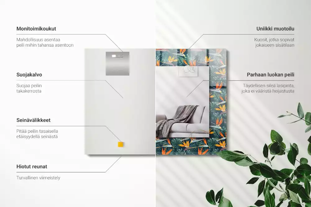 Rechteckiger dekorativer spiegel Blumen und Blätter