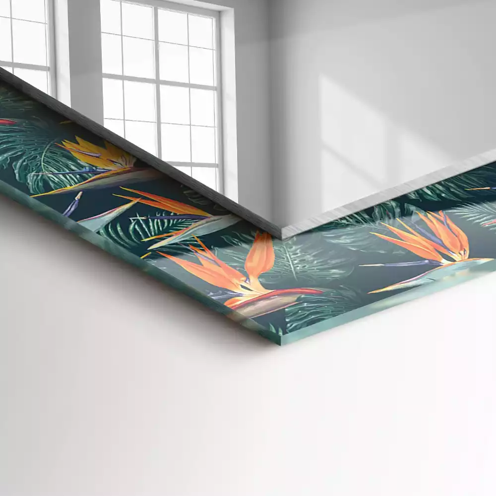 Rechteckiger dekorativer spiegel Blumen und Blätter