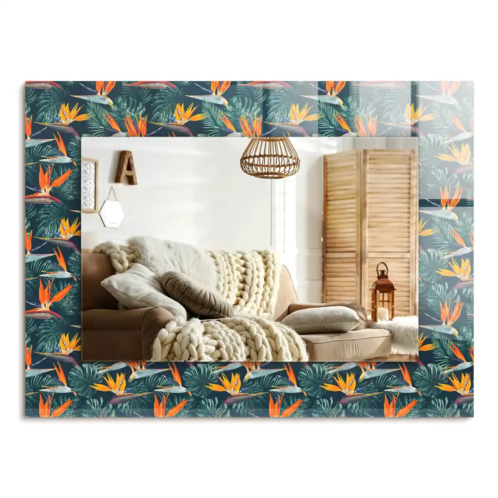 Rechteckiger dekorativer spiegel Blumen und Blätter