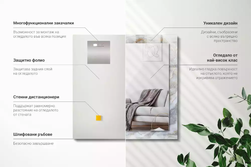 Rechteckiger spiegel Marmormuster-Textur