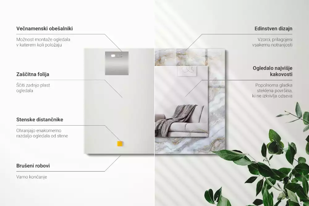 Rechteckiger spiegel Marmormuster-Textur