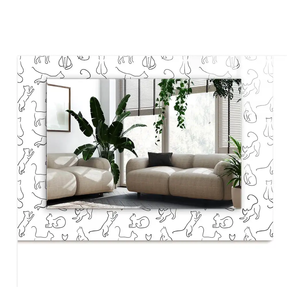 Spiegel mit rechteckigem aufdruck Katzenkonturen