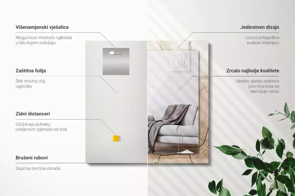 Rechteckiger spiegel Baumstammschnitt