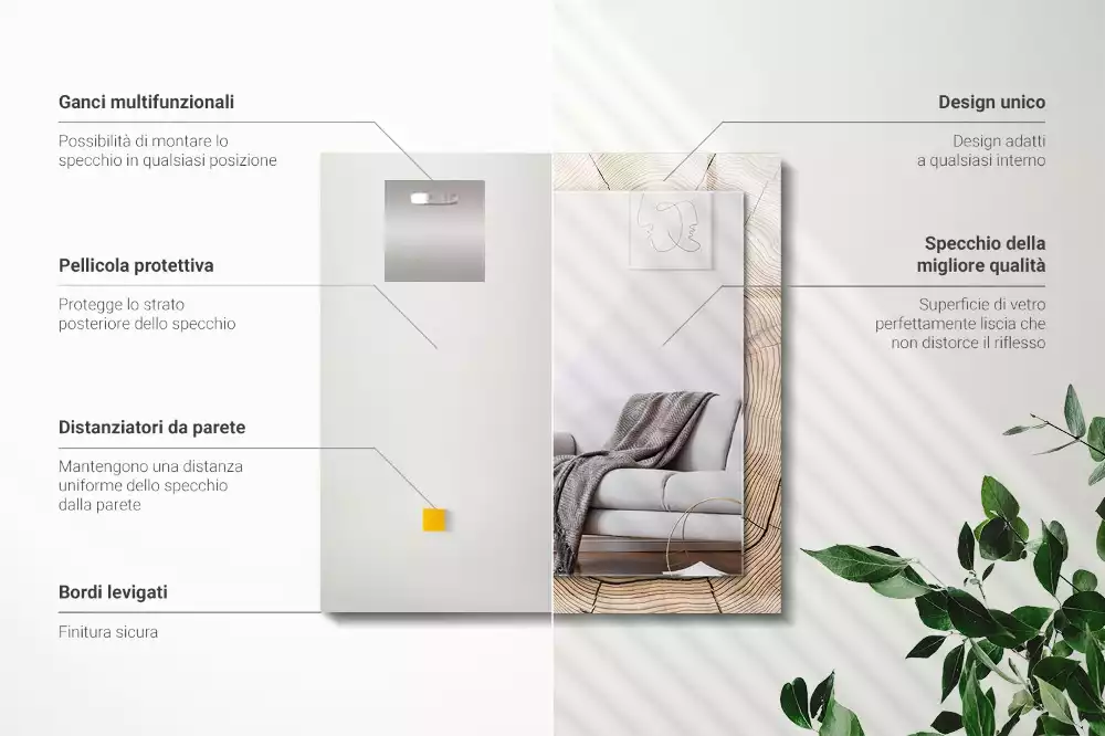 Rechteckiger spiegel Baumstammschnitt