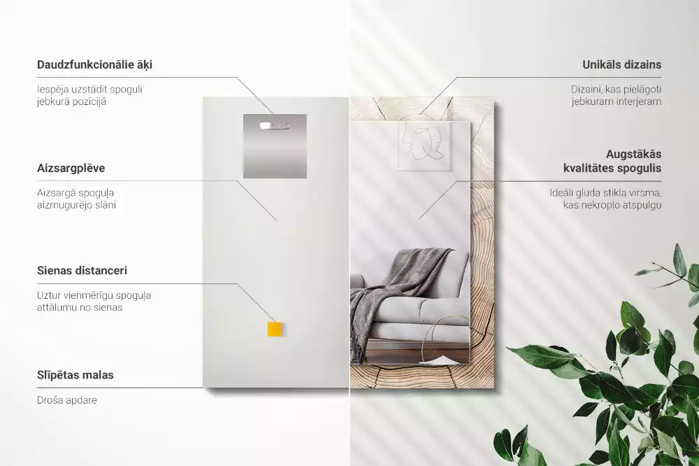 Rechteckiger spiegel Baumstammschnitt