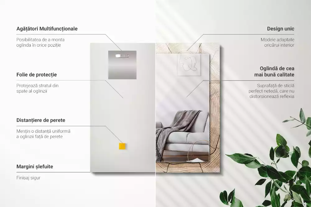 Rechteckiger spiegel Baumstammschnitt