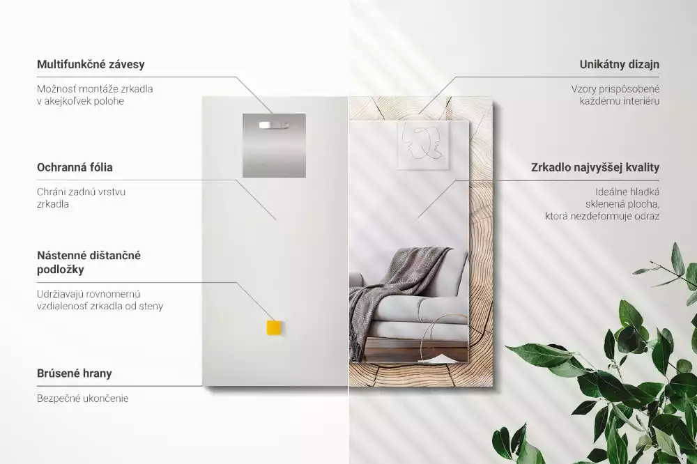 Rechteckiger spiegel Baumstammschnitt