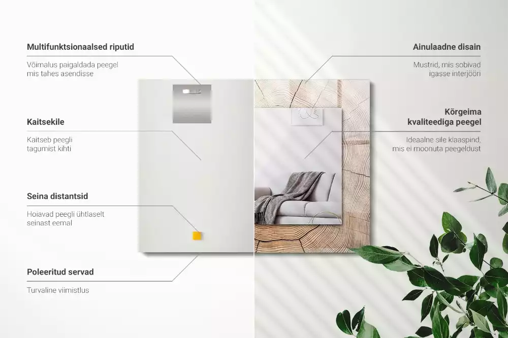 Rechteckiger spiegel Baumstammschnitt