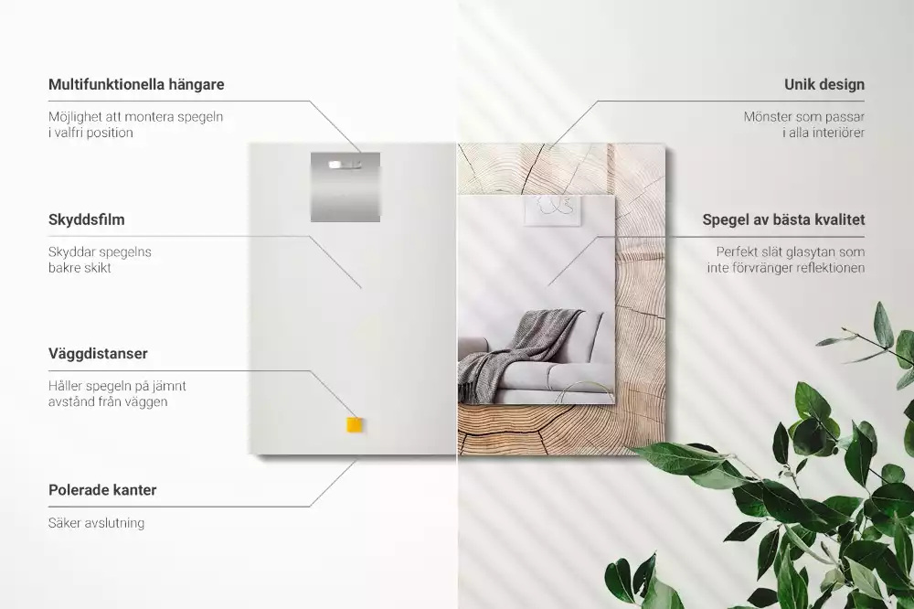 Rechteckiger spiegel Baumstammschnitt