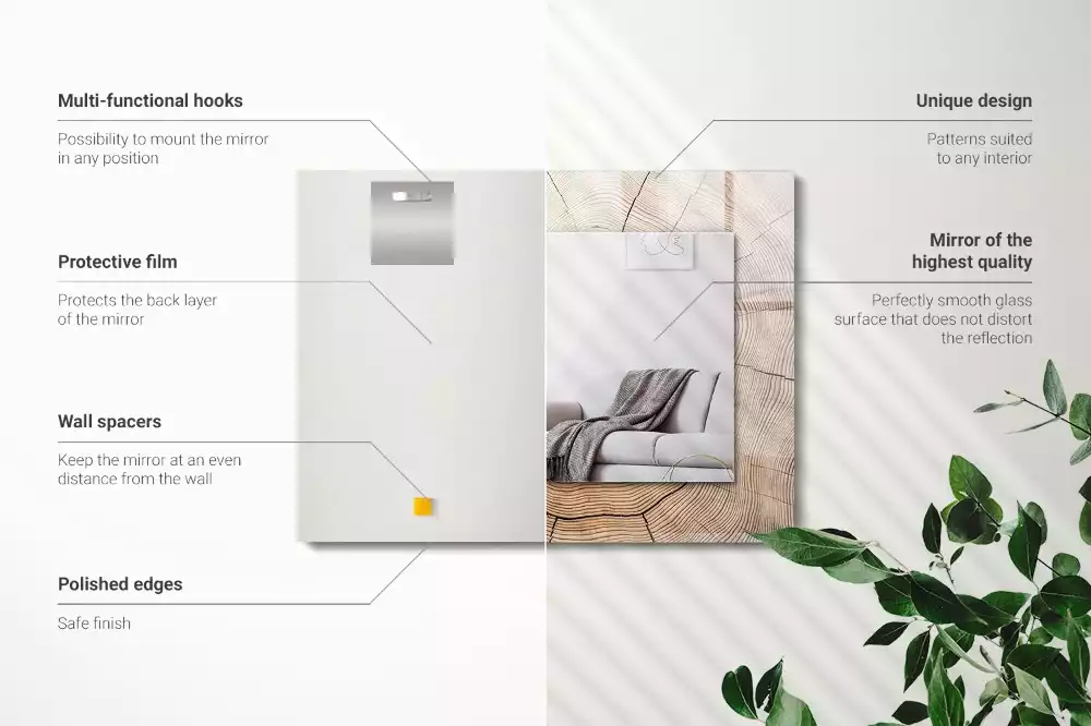 Rechteckiger spiegel Baumstammschnitt