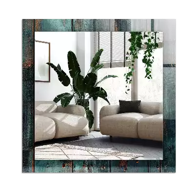 Spiegel mit rechteckigem aufdruck Grüne Holzplanken