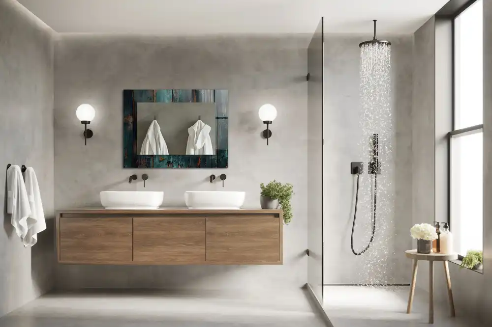 Spiegel mit rechteckigem aufdruck Grüne Holzplanken