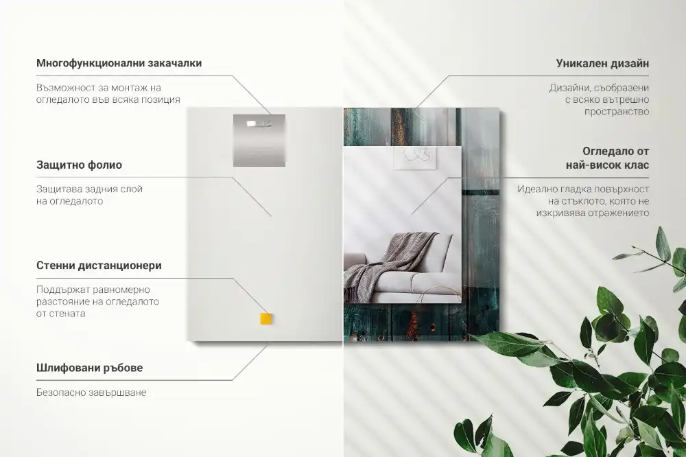 Spiegel mit rechteckigem aufdruck Grüne Holzplanken