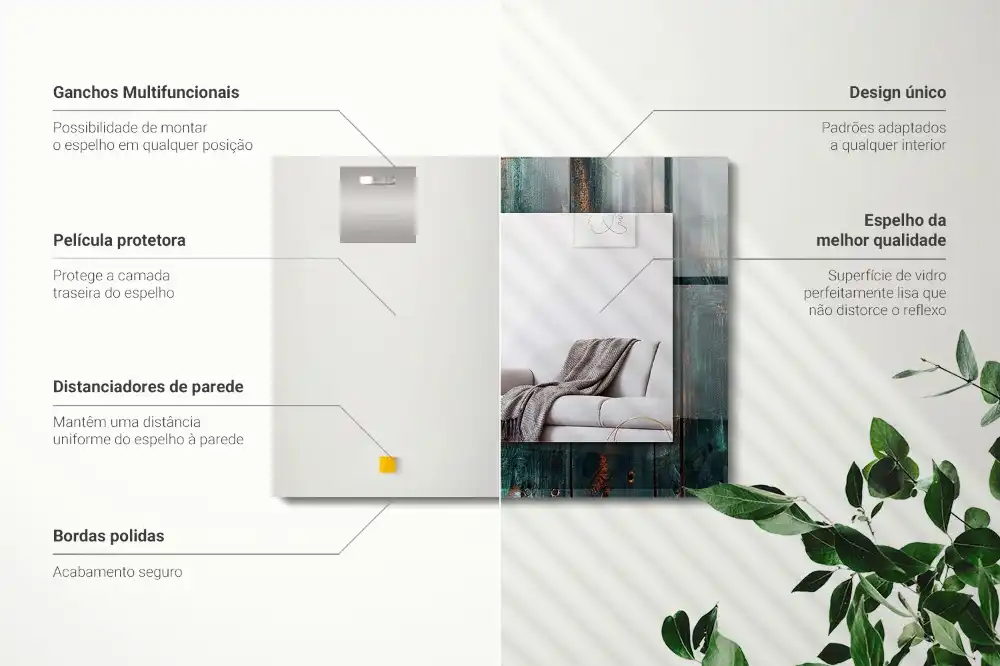 Spiegel mit rechteckigem aufdruck Grüne Holzplanken