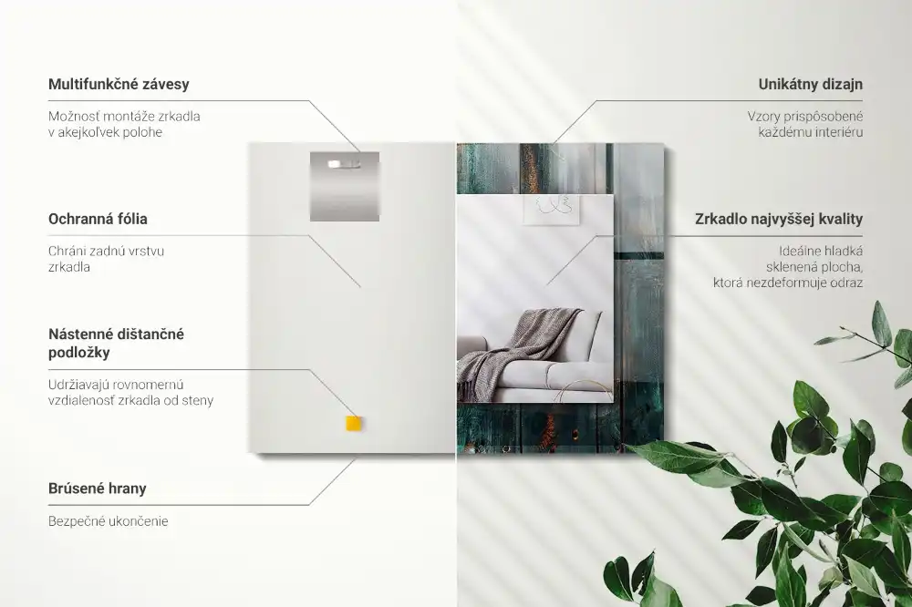 Spiegel mit rechteckigem aufdruck Grüne Holzplanken