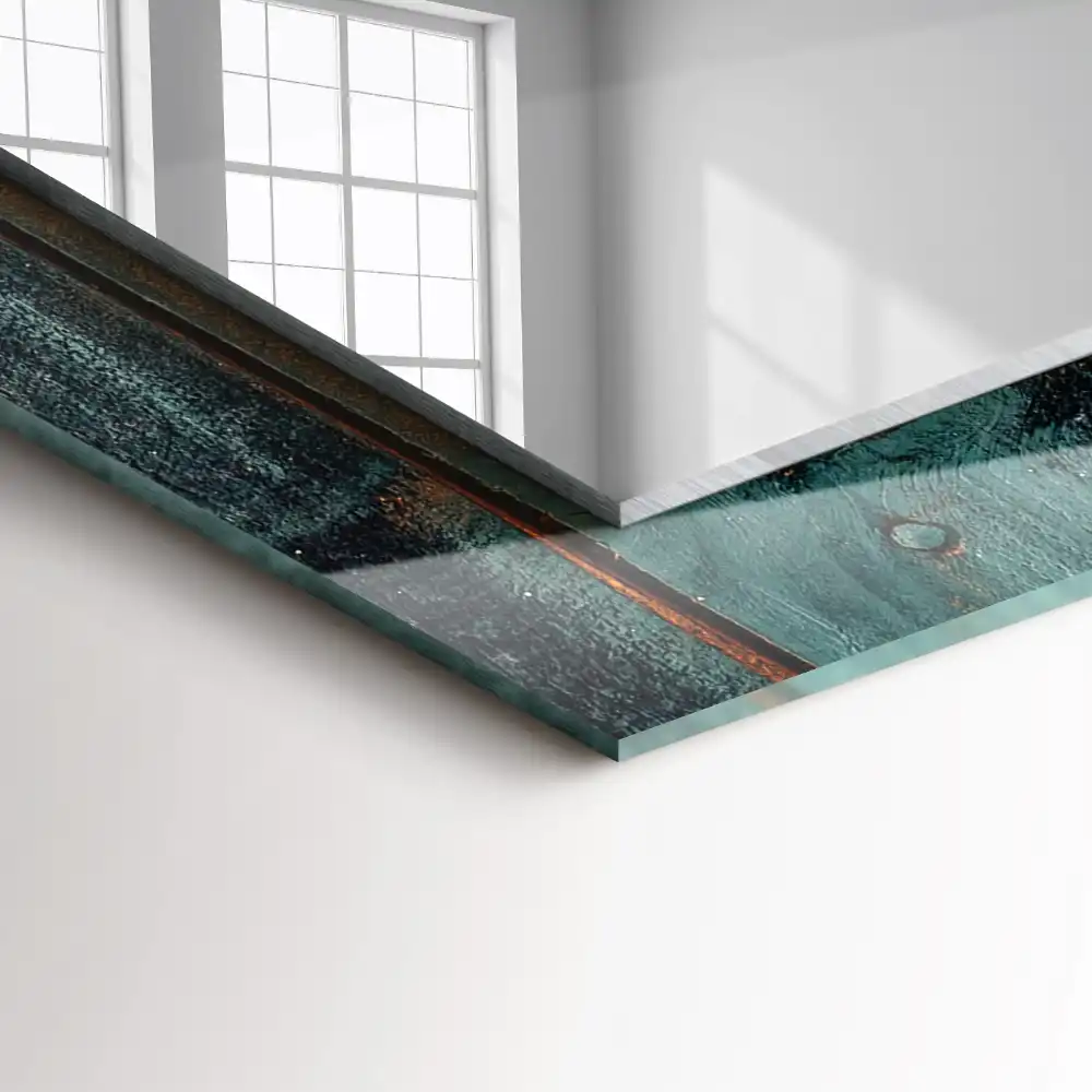 Spiegel mit rechteckigem aufdruck Grüne Holzplanken