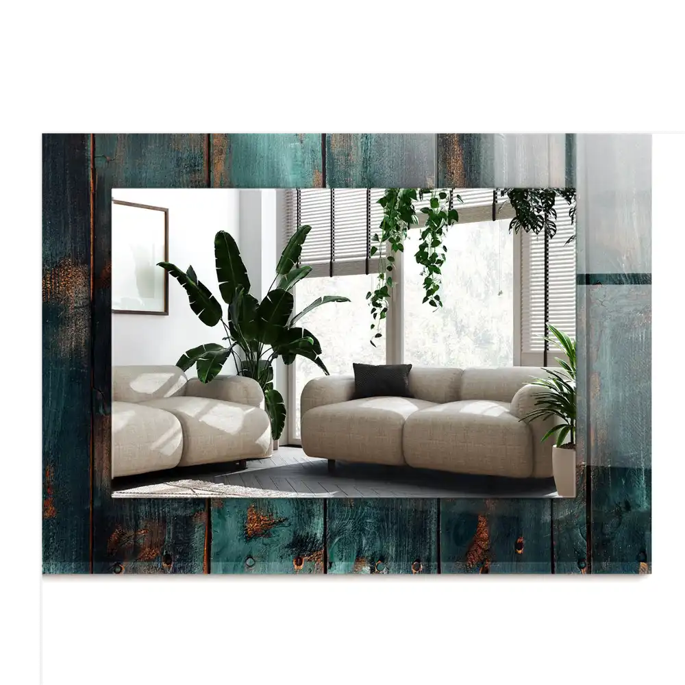 Spiegel mit rechteckigem aufdruck Grüne Holzplanken