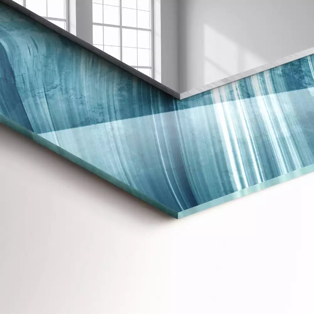 Rechteckiger dekorativer spiegel Abstrakte blaue Linien