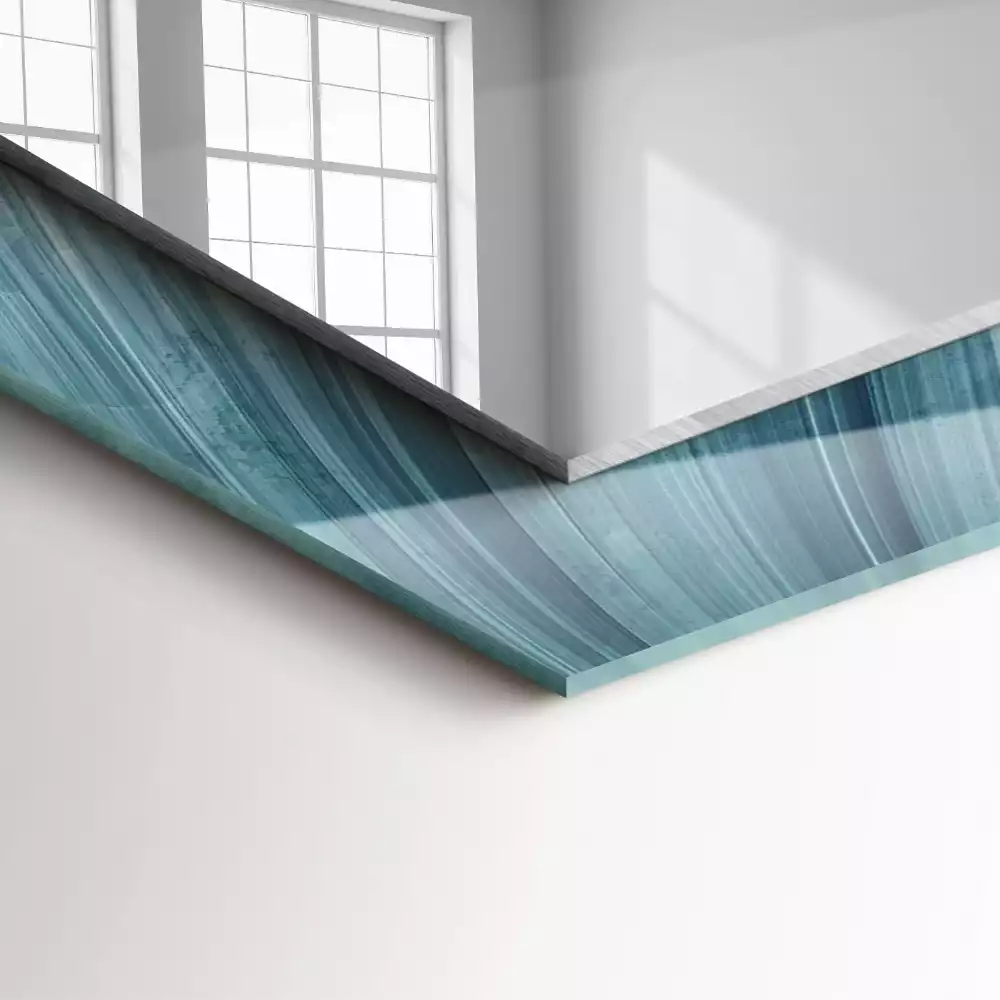 Rechteckiger dekorativer spiegel Abstrakte blaue Linien