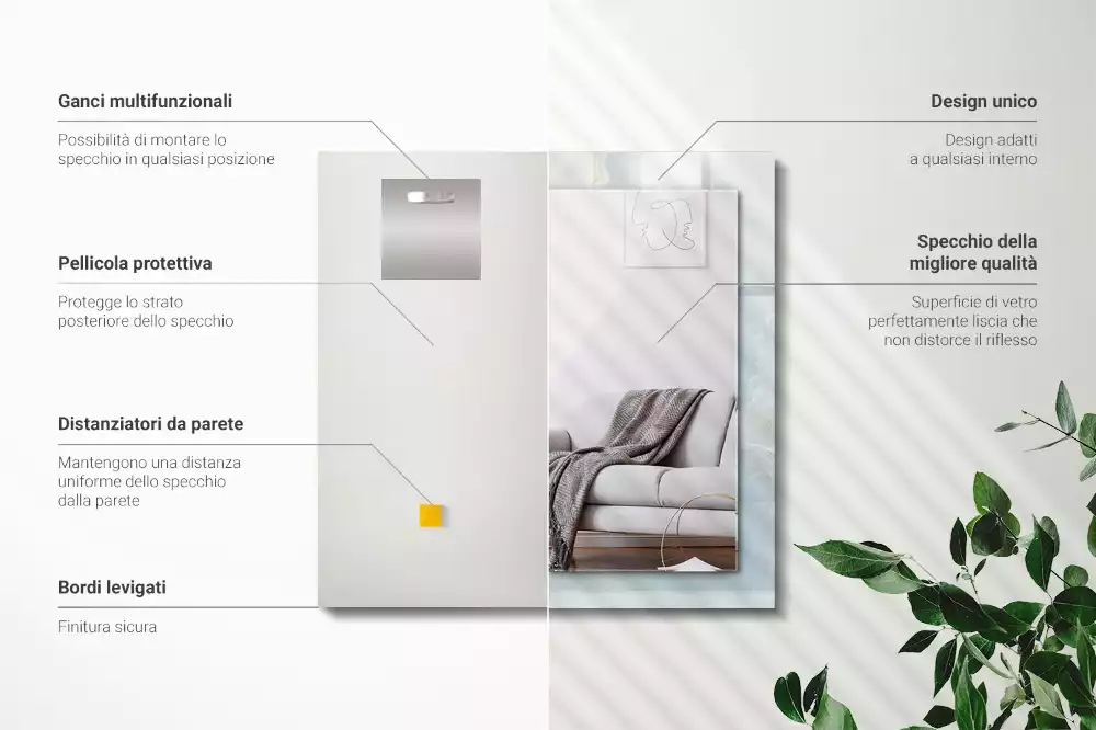 Spiegel mit rechteckigem aufdruck Himmelblauer Onyx-Marmor