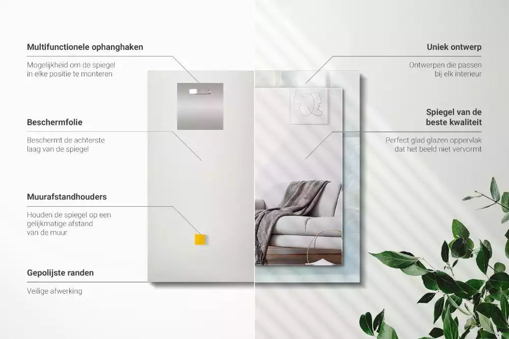 Spiegel mit rechteckigem aufdruck Himmelblauer Onyx-Marmor