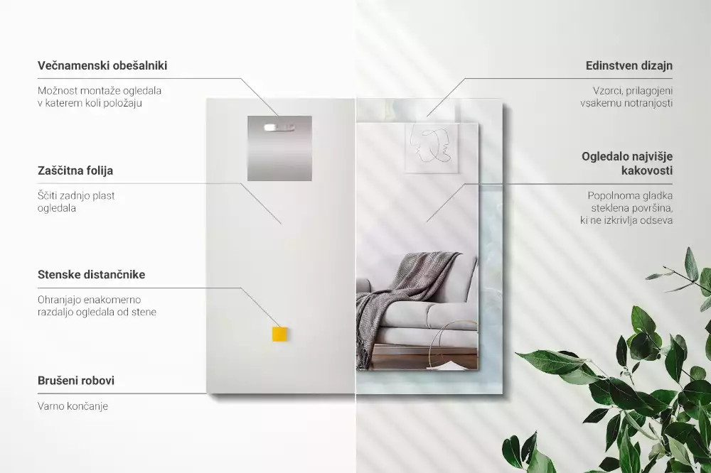 Spiegel mit rechteckigem aufdruck Himmelblauer Onyx-Marmor