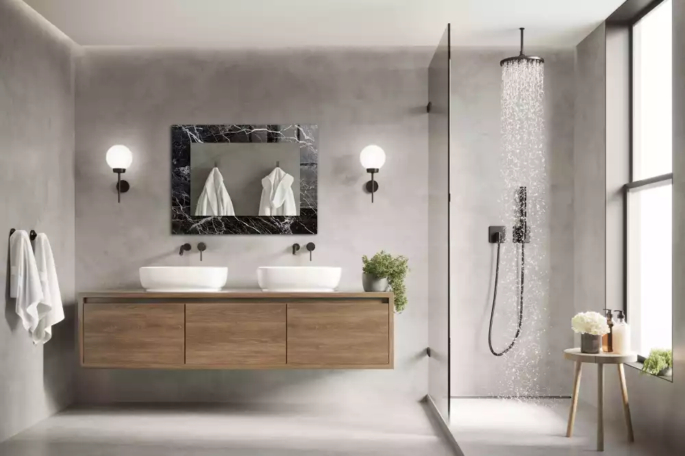 Rechteckiger dekorativer spiegel Schwarzer Marmor