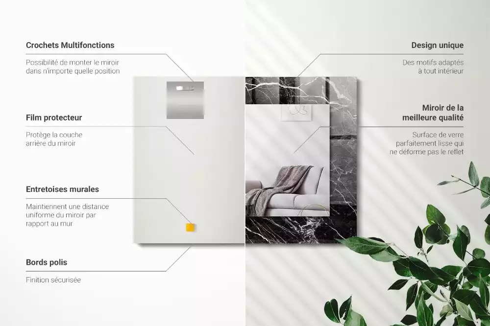 Rechteckiger dekorativer spiegel Schwarzer Marmor