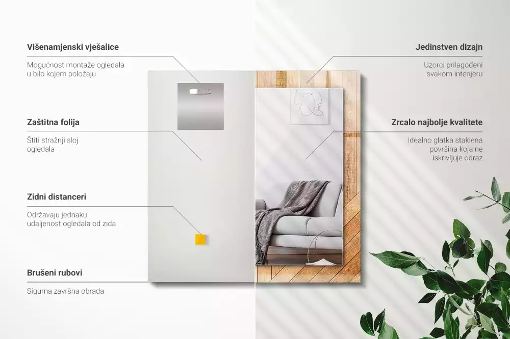 Rechteckiger spiegel Parkettdielen