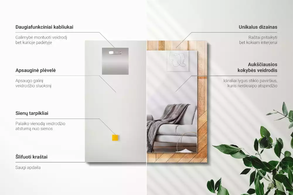 Rechteckiger spiegel Parkettdielen