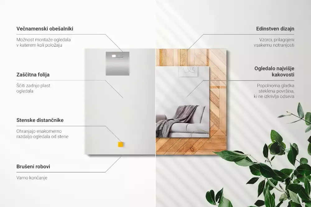 Rechteckiger spiegel Parkettdielen