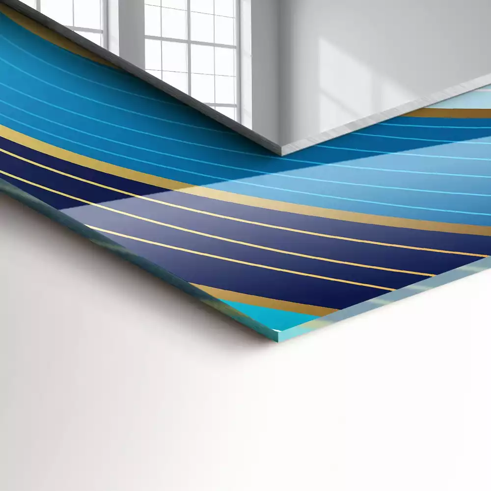 Rechteckiger spiegel Blaue Wellenmuster