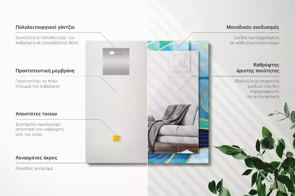 Rechteckiger spiegel Blaue Wellenmuster