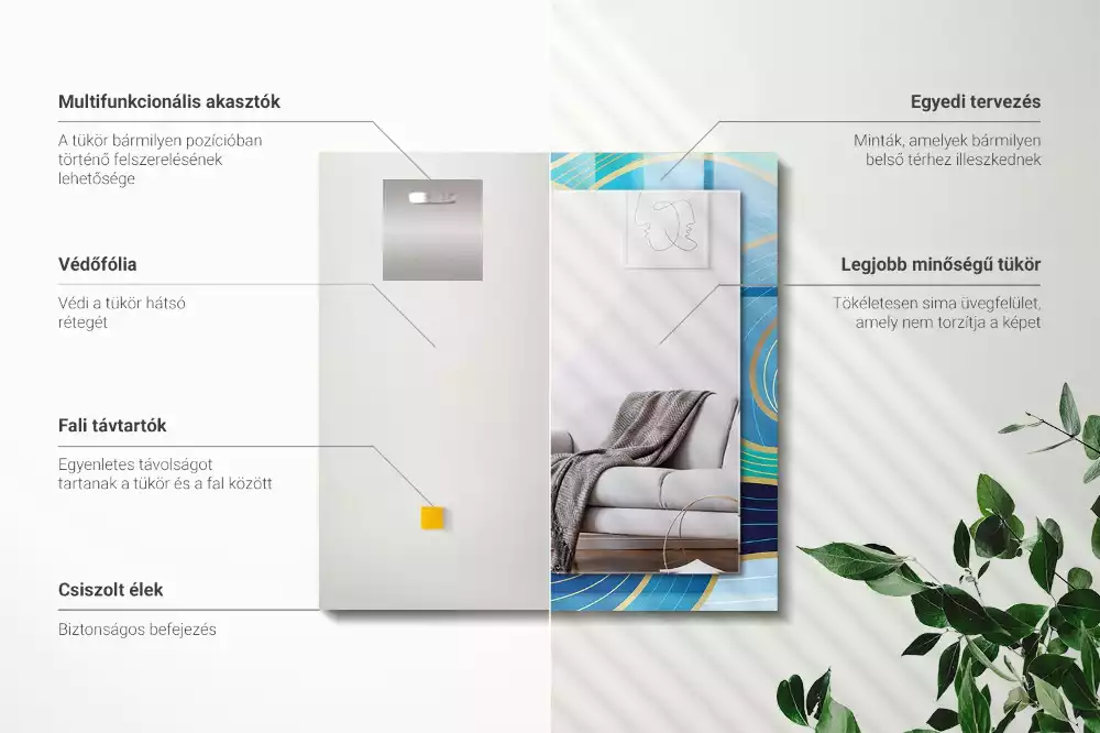 Rechteckiger spiegel Blaue Wellenmuster