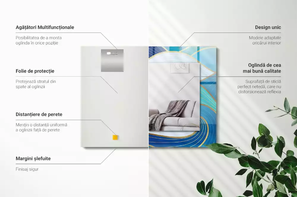 Rechteckiger spiegel Blaue Wellenmuster