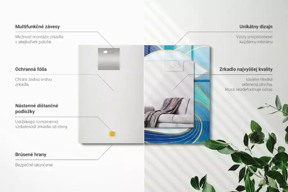 Rechteckiger spiegel Blaue Wellenmuster