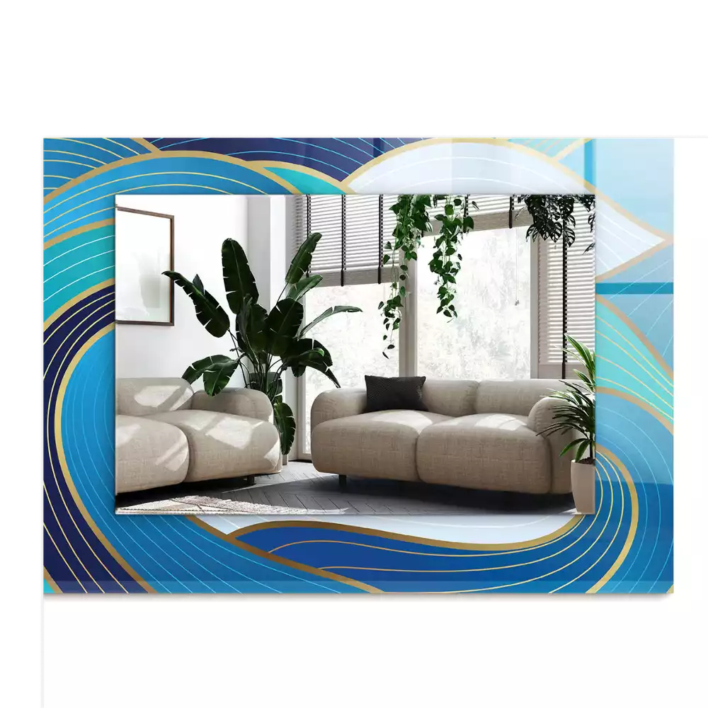 Rechteckiger spiegel Blaue Wellenmuster