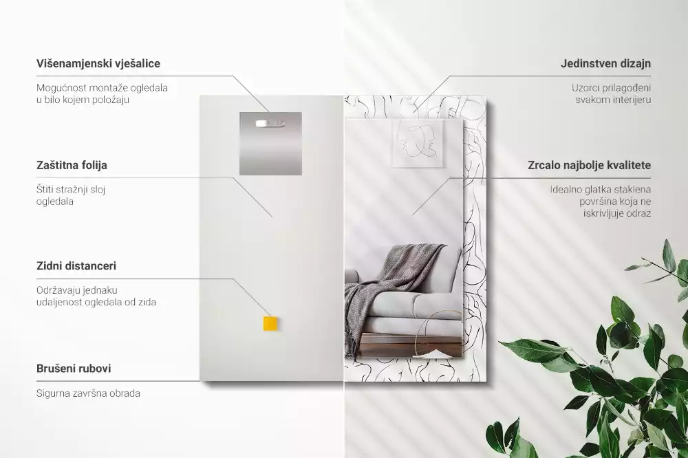 Rechteckiger spiegel Weibliche Silhouetten Skizze