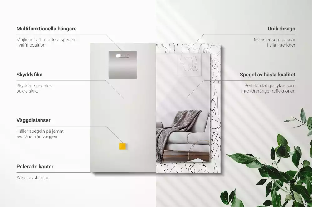 Rechteckiger spiegel Weibliche Silhouetten Skizze