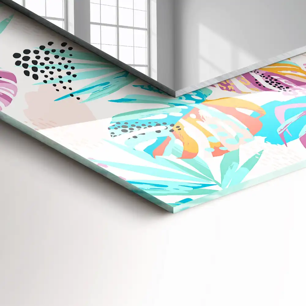 Rechteckiger dekorativer spiegel Bunte tropische Blätter